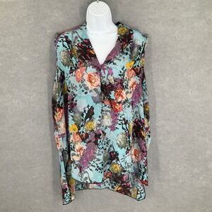 Spense Top Woman‎ 2X Sleeveless Blouse Floral Sheer Lightweight Blue Multicolor
